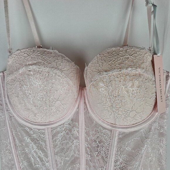 NEW! Victorias Secret Allure Lace Corset Top Medium In Blush Pink - Picture 3 of 10